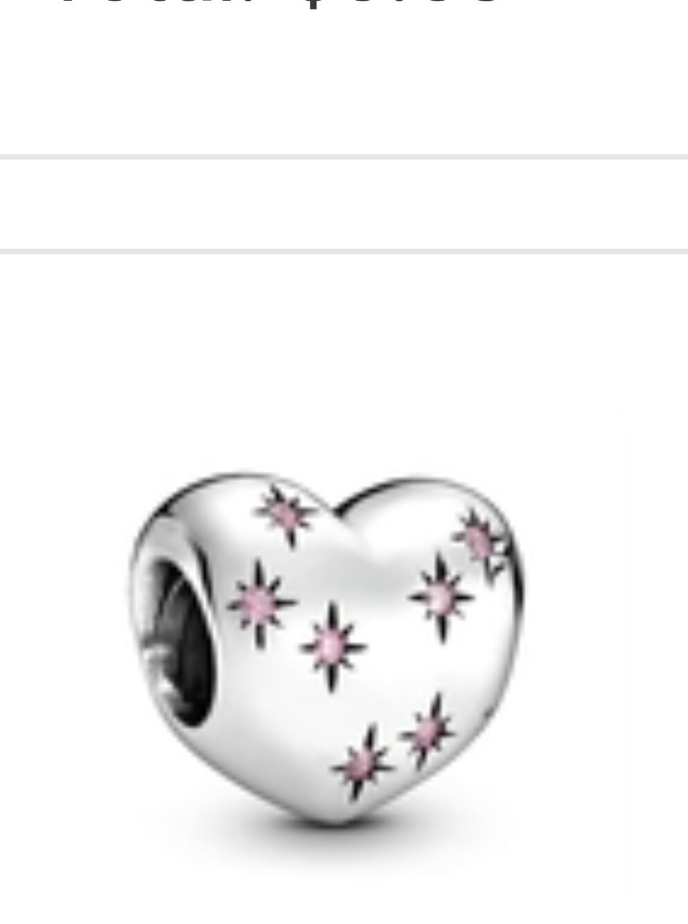Silver Bubble Heart Pink Rhinestones Charm Bead